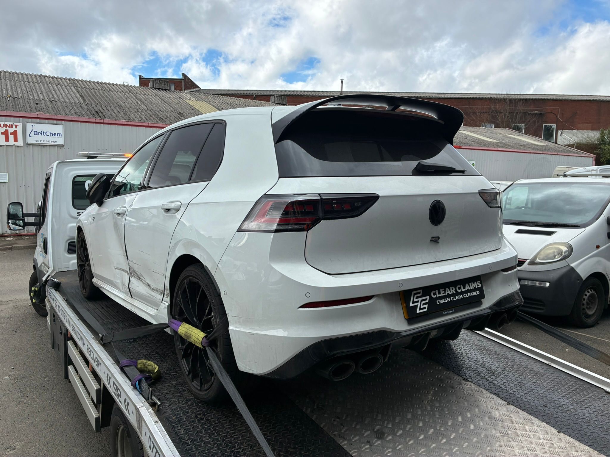 VW Golf R on recovery flatbed